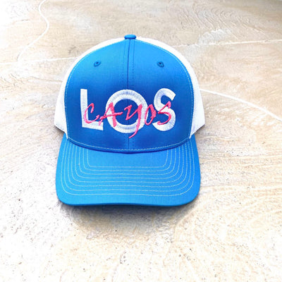 Embroidered Los Cayos - Bimini Blue / White/ Pink