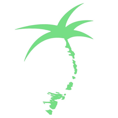 Decal - Lime Vinyl / Palmap = 1/2 Palm tree plus map of the Florida Keys