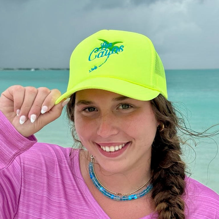 🔥 Neon Yellow Los Cayos Trucker Hat – Island Vibes, Turned All the Way Up 🌴