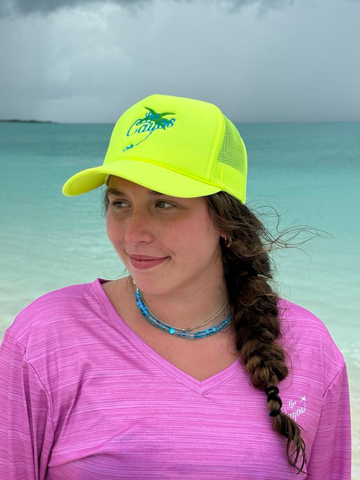 🔥 Neon Yellow Los Cayos Trucker Hat – Island Vibes, Turned All the Way Up 🌴