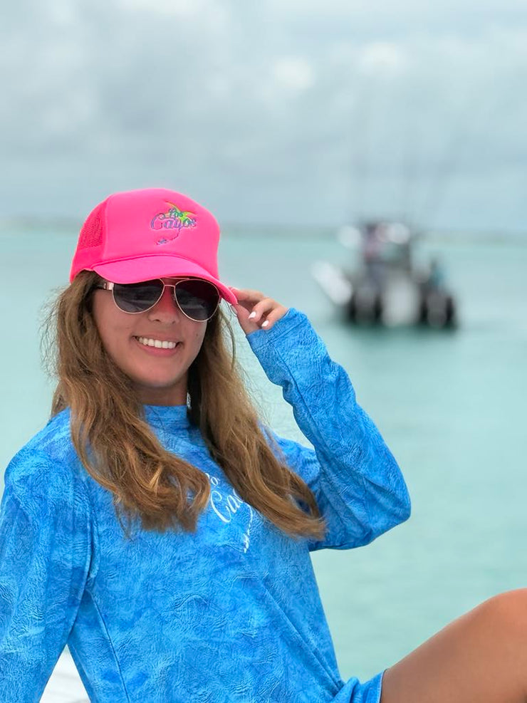 🔥 Neon Pink Los Cayos Trucker Hat – Island Vibes, Turned All the Way Up 🌴