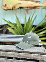 Embroidered Offset Palmap Dad Hat - Olive  / White