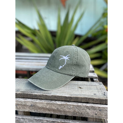 Embroidered Offset Palmap Dad Hat - Olive  / White