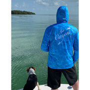 Ocean View Camo Blue Hoodie/ Back Logo  - Quick Dry UPF 50+ Mens Long Sleeve - Wholesale