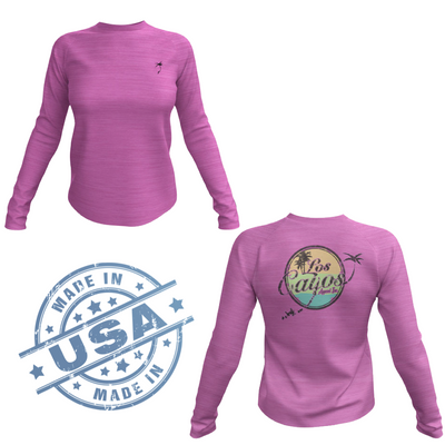 TriColor LCA Logo / Heather Pink Scoop Neck- Quick Dry UPF 50+ Ladies Long Sleeve