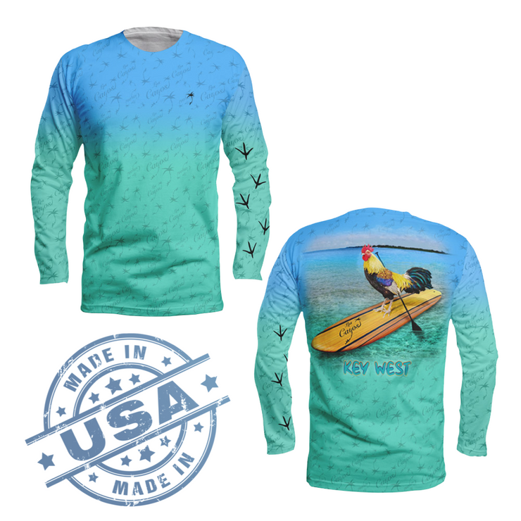 Paddle Boarding Rooster / Quick Dry UPF 50+ Mens Long Sleeve
