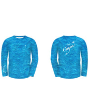 Ocean View Camo Blue / Back Logo  - Quick Dry UPF 50+ Mens Long Sleeve