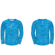 Ocean View Camo Blue / Front Logo  - Quick Dry UPF 50+ Mens Long Sleeve