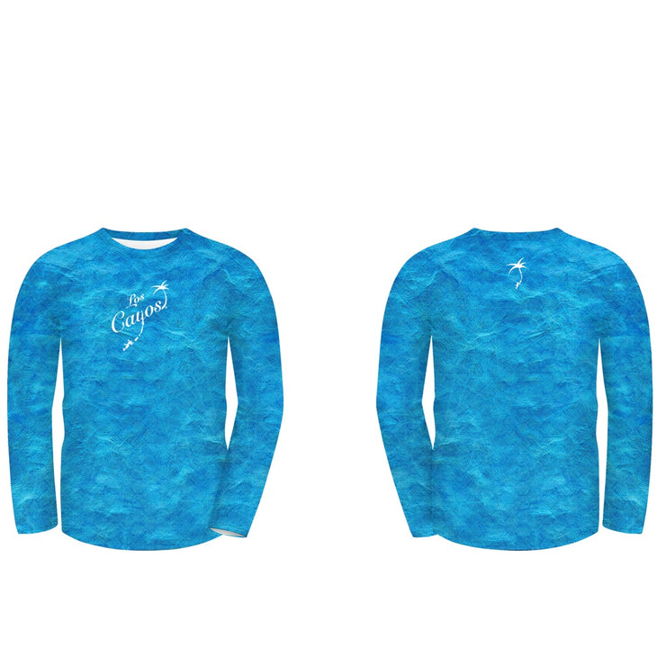 Ocean View Camo Blue / Front Logo  - Quick Dry UPF 50+ Mens Long Sleeve - Wholesale