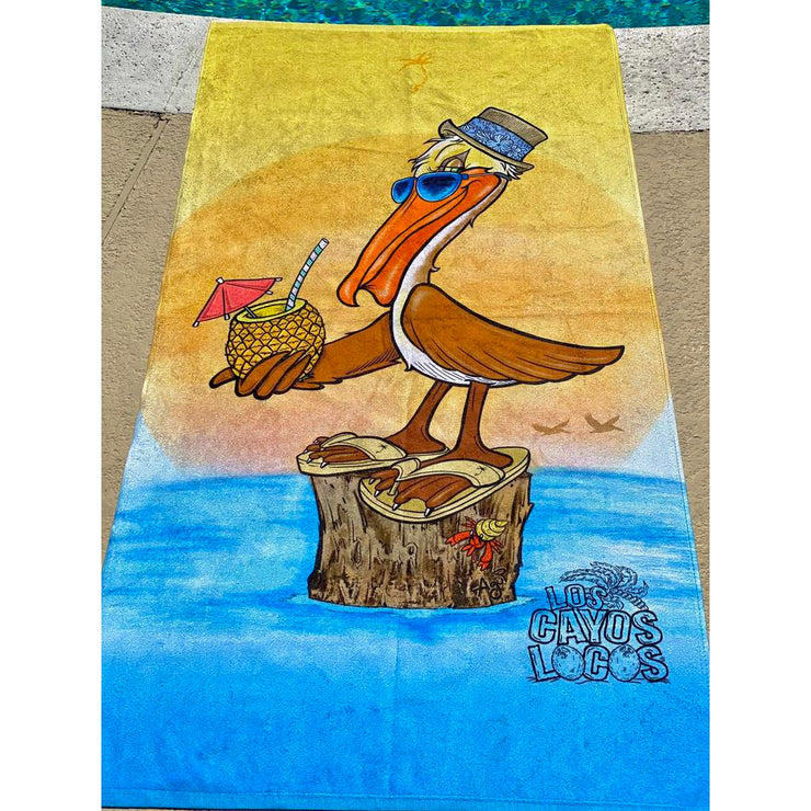 Beach Towel - Extra Large / Los Cayos Locos Pepé the Pelican - Wholesale
