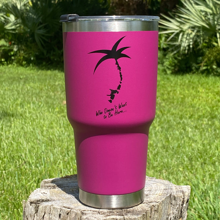 Stainless Steel Los Cayos Tumbler- Magenta