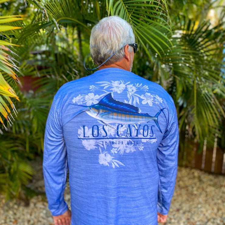 LRD Fishing Shirts for Men Long Sleeve UPF 50 Sun Protection Performance  Shirt USA Sailfish Blue - XL 