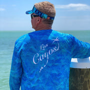 Ocean View Camo Blue / Back Logo  - Quick Dry UPF 50+ Mens Long Sleeve