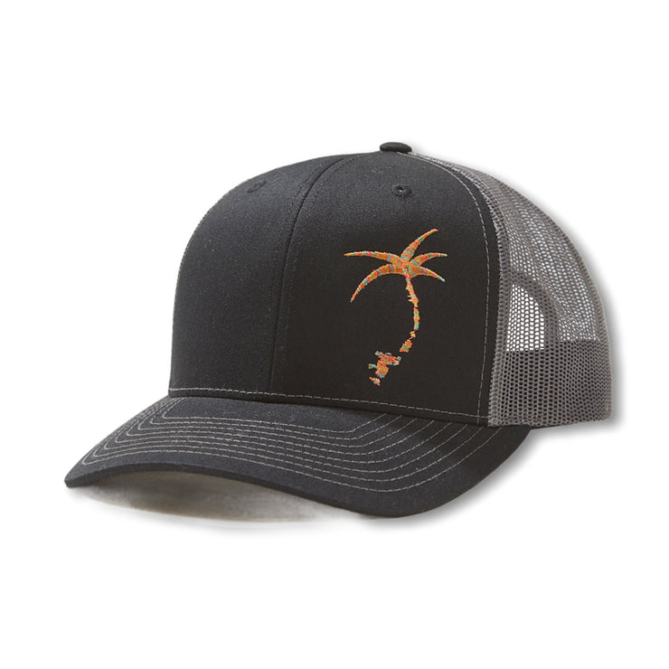 Embroidered  Palmap Trucker Hat - Black / Charcoal