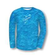 Ocean View Camo Blue / Front Logo  - Quick Dry UPF 50+ Mens Long Sleeve
