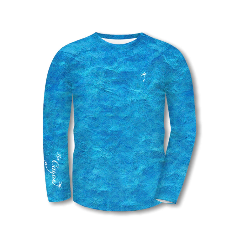 Ocean View Camo Blue / Back Logo  - Quick Dry UPF 50+ Mens Long Sleeve