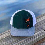 Embroidered Offset Palmap Trucker Hat - Green / Orange