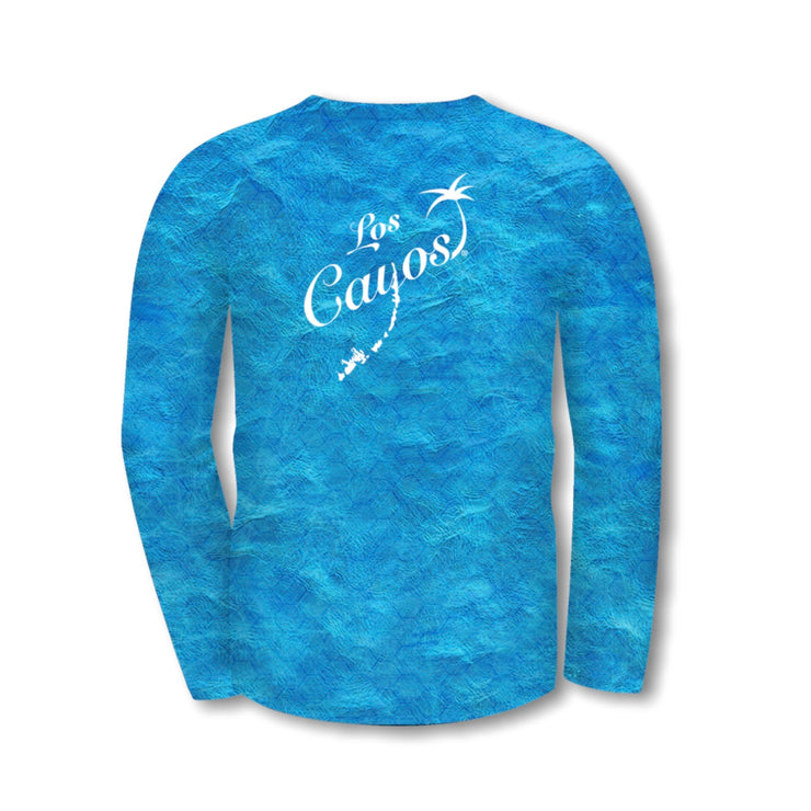 Ocean View Camo Blue / Back Logo  - Quick Dry UPF 50+ Mens Long Sleeve
