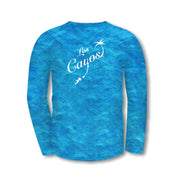Ocean View Camo Blue / Back Logo  - Quick Dry UPF 50+ Mens Long Sleeve - Wholesale