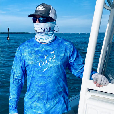 Ocean View Camo Blue / Front Logo  - Quick Dry UPF 50+ Mens Long Sleeve