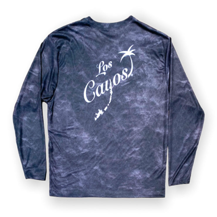 Ocean View Camo Black / Back Logo  - Quick Dry UPF 50+ Mens Long Sleeve