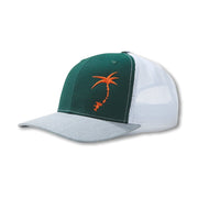Embroidered Offset Palmap Trucker Hat - Green / Orange