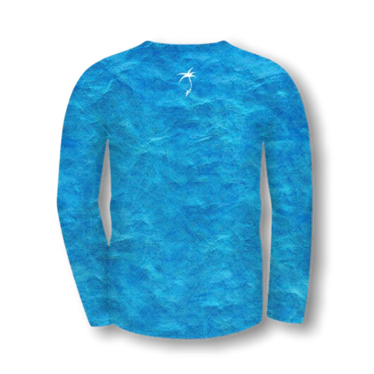 Ocean View Camo Blue / Front Logo  - Quick Dry UPF 50+ Mens Long Sleeve