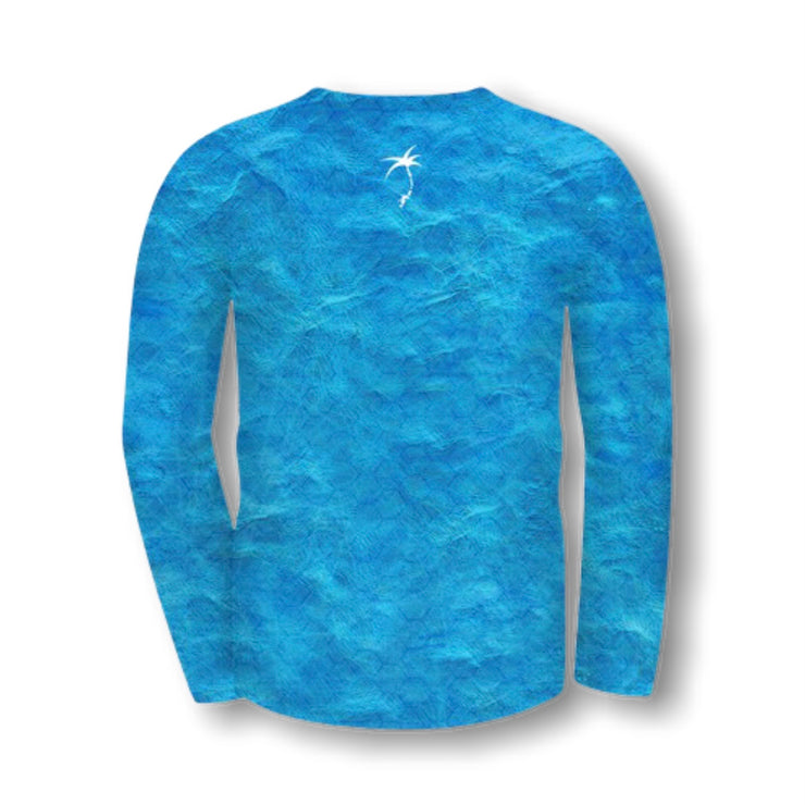 Ocean View Camo Blue / Front Logo  - Quick Dry UPF 50+ Mens Long Sleeve - Wholesale