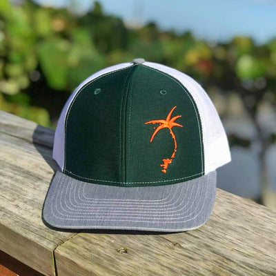 Embroidered Offset Palmap Trucker Hat - Green / Orange